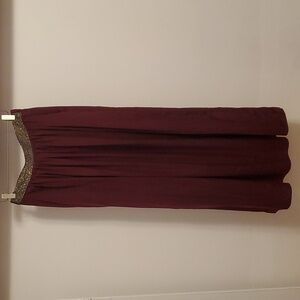 Zara long beaded skirt. Burgundy. Maxi skirt. Feels like satin. Pull on. Size M.
